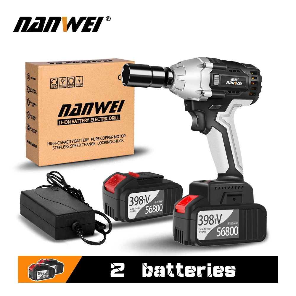 

Free shipping 21V Electric Brushless Impact Wrench Cordless 1/2 Socket Spanner Rechargeable Power Tools Impact electric wrench