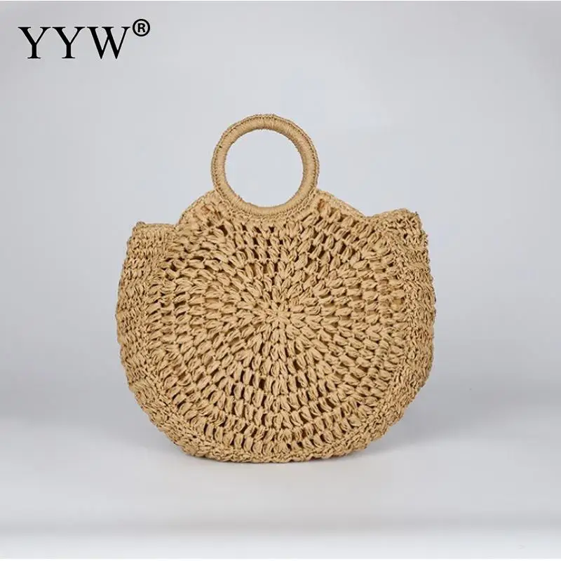 

Fashion Round Straw Beach Bag Handbags Women Handmade Wicker Woven Summer Beach Crossbody Bags Female Bali Bohemia Travel Totes