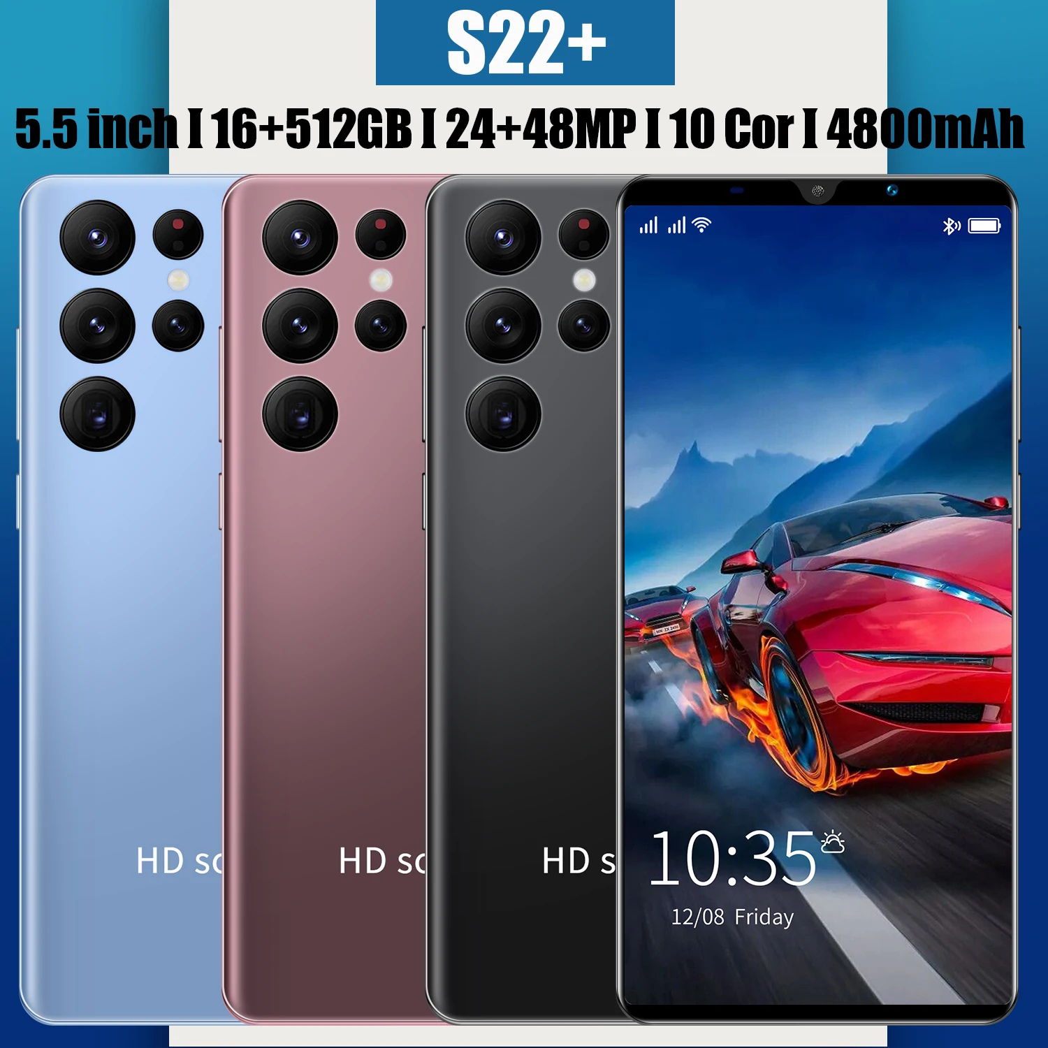 

Смартфон S22 +, камера 48 МП, экран 5,5 дюйма, Android 11, аккумулятор 4800 мАч, 16 ГБ ОЗУ 512 Гб ПЗУ