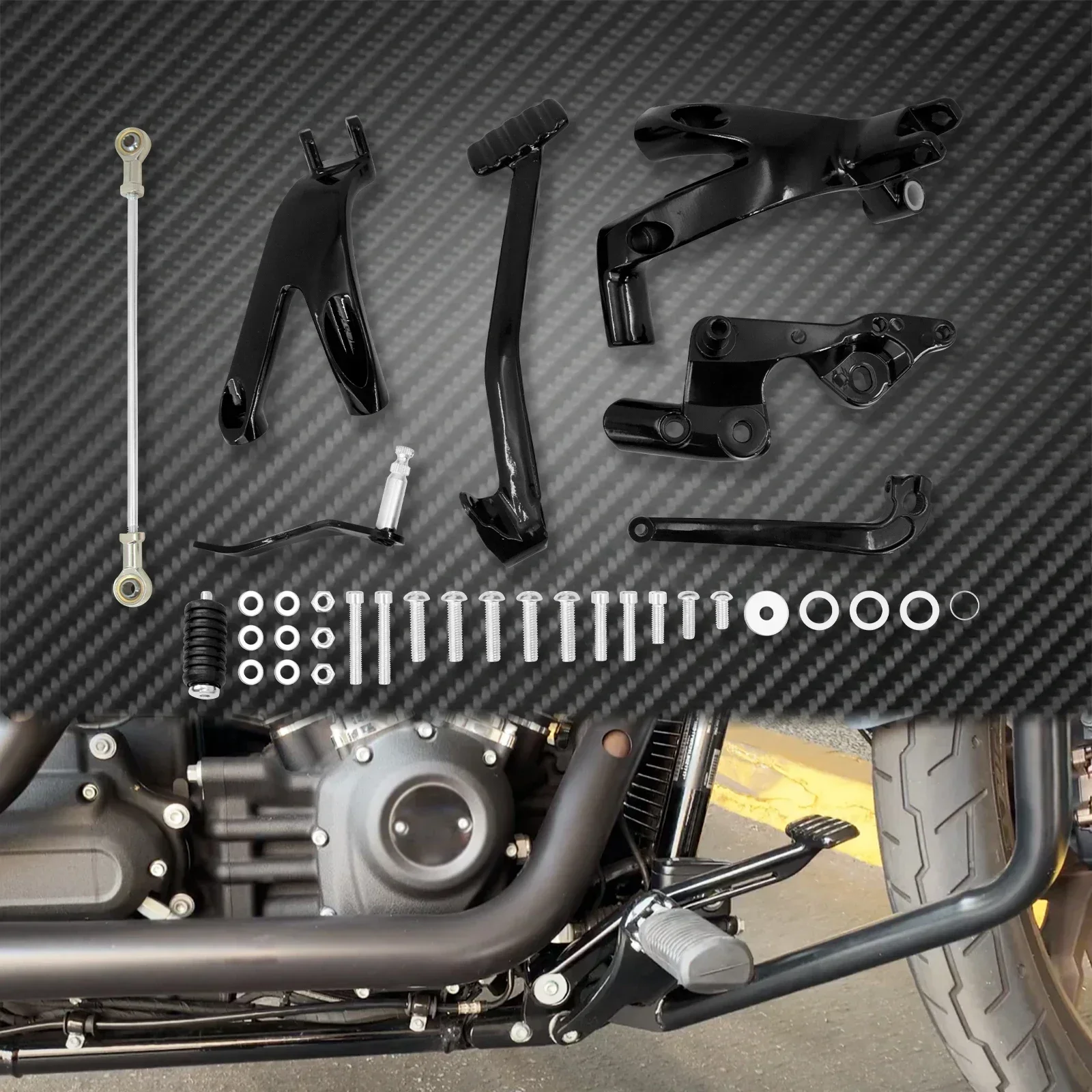 

Комплекты педалей управления вперед для мотоцикла, черные для Harley Softail Low Rider FXLR Street Bob FXBB FXLRS FXST Standard 2018-2025