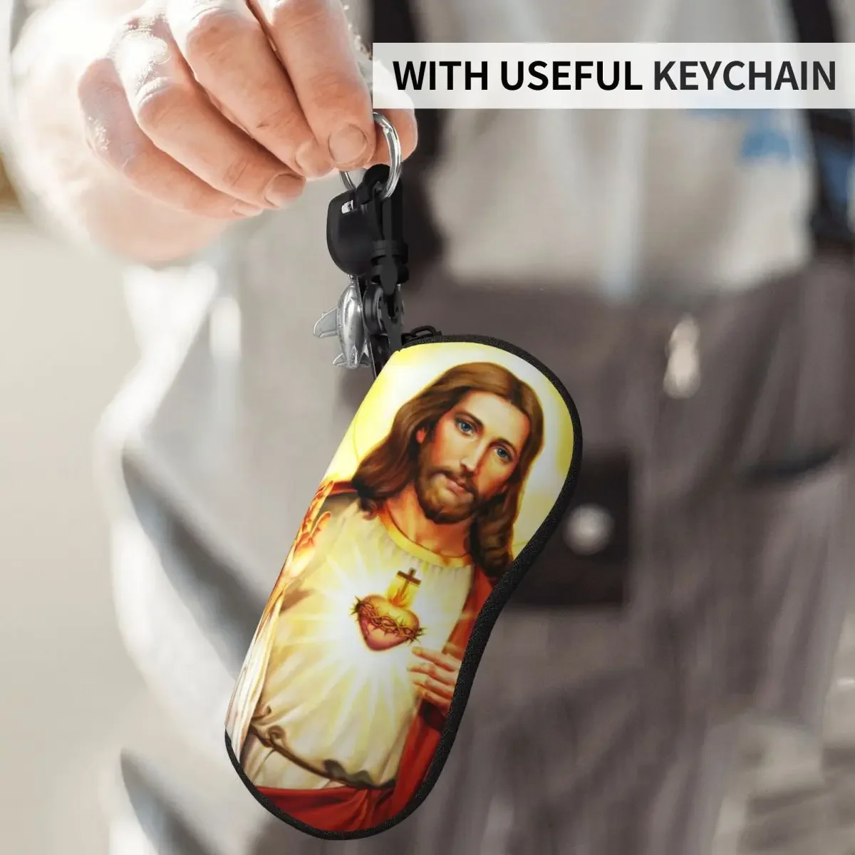 Изготовленный на заказ теплый чехол для очков с сердцем Иисуса мужчин и женщин