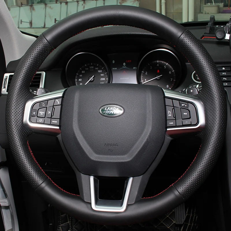 

Hand-stitched Black Non-slip Artificial Leather Car Steering Wheel Cover for Land Rover Discovery Sport 2015-2017