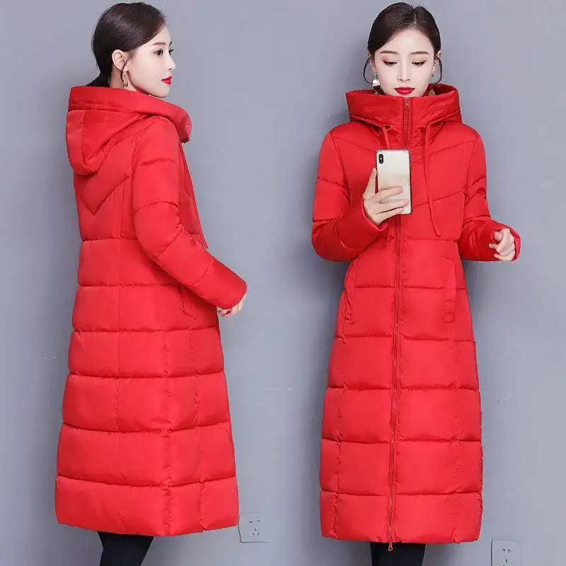 2022 new winter jacket women's long down jacket warm hooded parka coat plus size women's thick quilted cotton coat