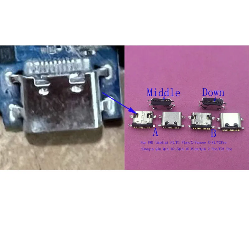 Фото 2-50 шт. USB Type-C док-станция для зарядки, разъем-коннектор для Duoqin Duo Qin F21 2 Pro 1S+ 1S Plus Vernee X X1 V2 Umidigi F1 Play №1