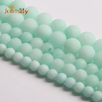 dull polish natural stone amazonite beads round loose spacer beads for jewelry making diy bracelet necklace 4 6 8 10 12 14mm 15