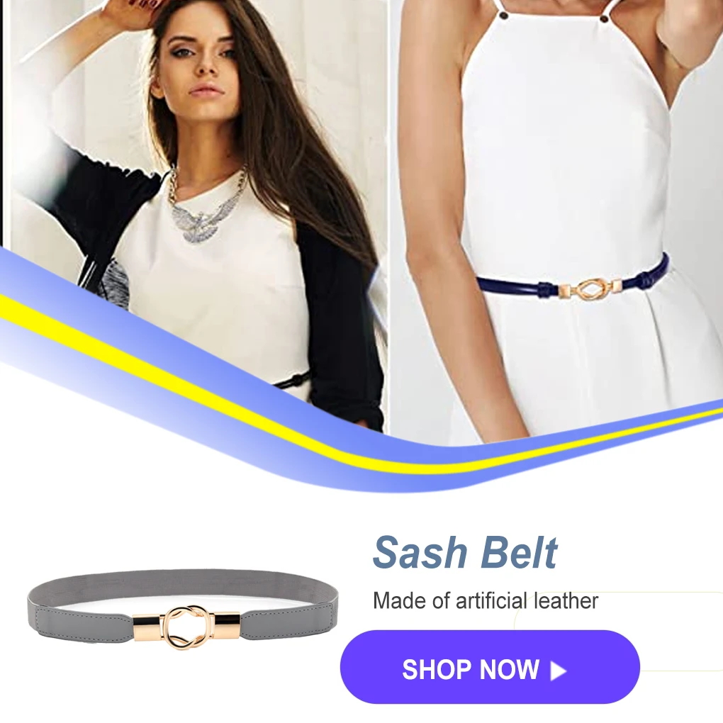 

Fashion Dress Belt Elastic Universal Leather Straps with Buckles Down Jacket Multicolor Decorations Valentines Day
