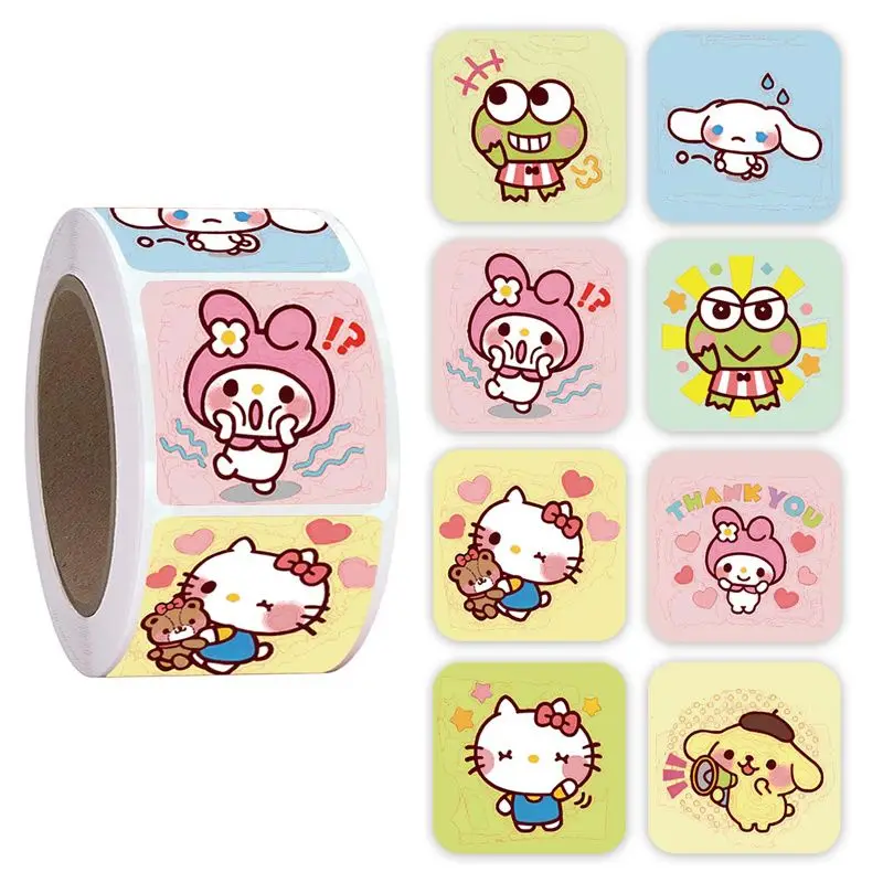 

500 наклеек/рулон Sanrio аниме стикеры ins Маленький милый подарок My Melody Hello Kitty Kuromi узорные уплотнительные наклейки украшение