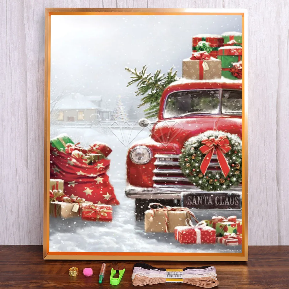 

Animals Car Donkey Dog Pre-Printed 11CT Cross Stitch Full Kit DIY Embroidery DMC Threads Painting Knitting Handmade Jewelry