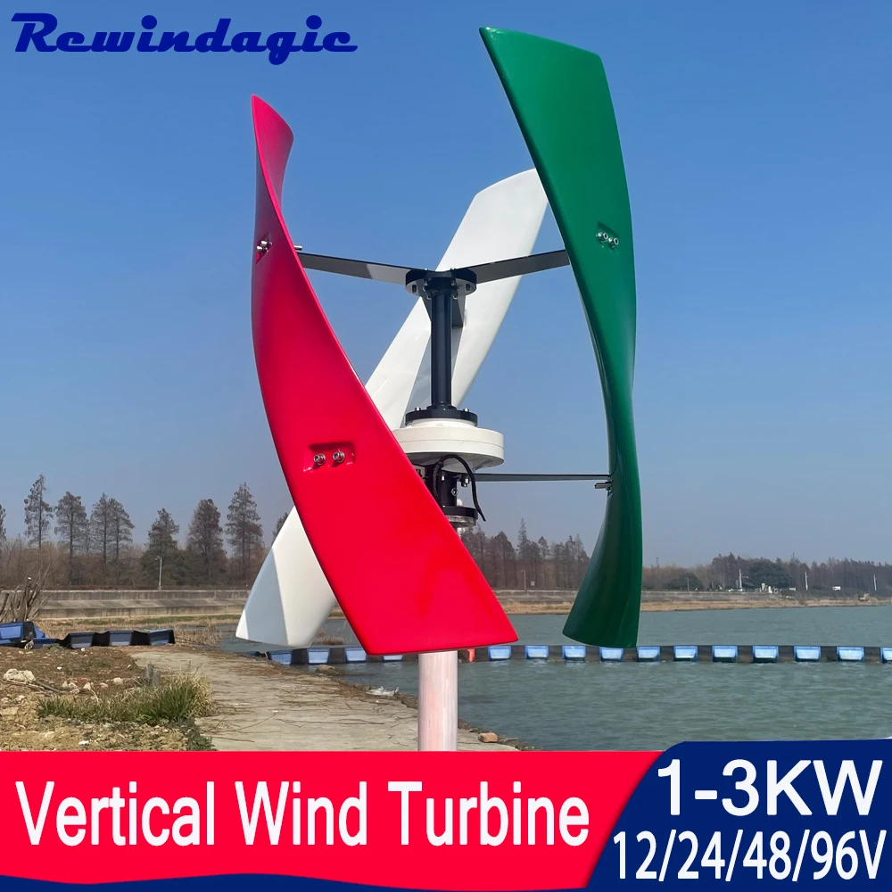

1000W 2000W 3000W Vertical Axis Wind Turbine 12V 24V 48V 96v Windmill Permanent Maglev Generator With Hybrid Controller Inverter