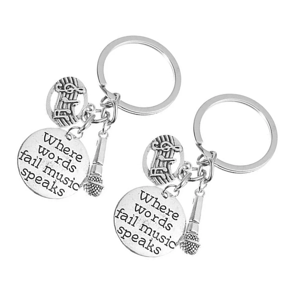 

Keychain Keyring Guitar Pick Microphone Note Musical Key Gift Steel Stainless Friendship Keychian Engraved Holder Ring Speaks