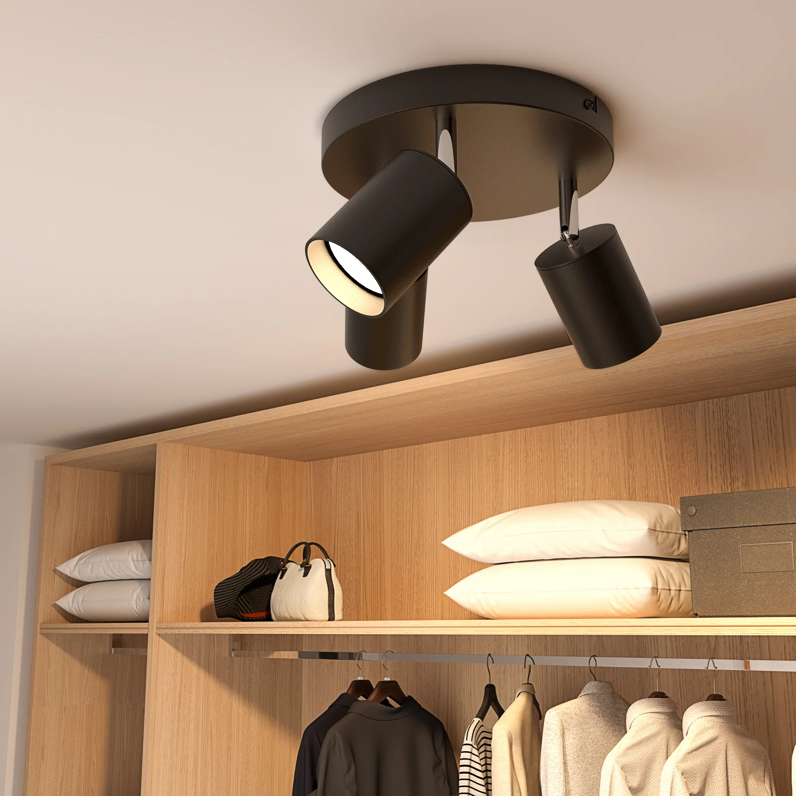 

Anten Spotlights 180° Rotatable Ceiling Light With 3 Spots GU10 Removable Lampshade No Bulb For Dinning Room Bedroom Hallway