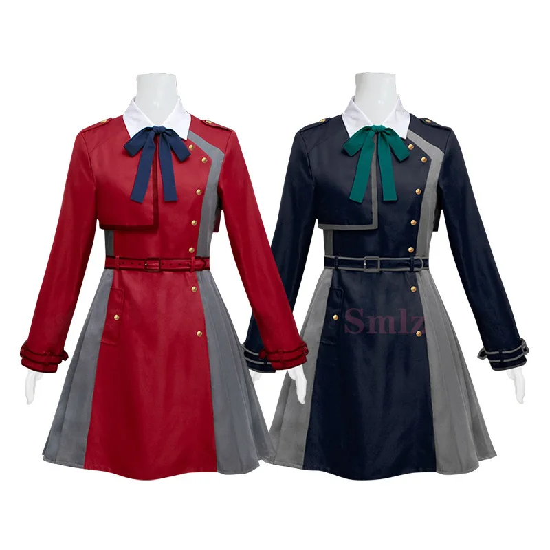 

Inoue Takina Cosplay Anime Lycoris Recoil cosplay Costume Blue Uniform Nishikigi Chisato Dress Girl party wig set
