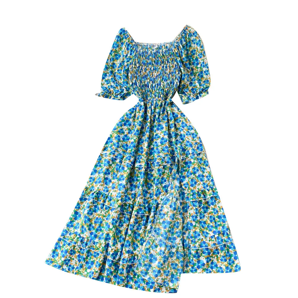 

Женское платье с коротким рукавом и принтом, повседневное праздничное платье в Корейском стиле на лето