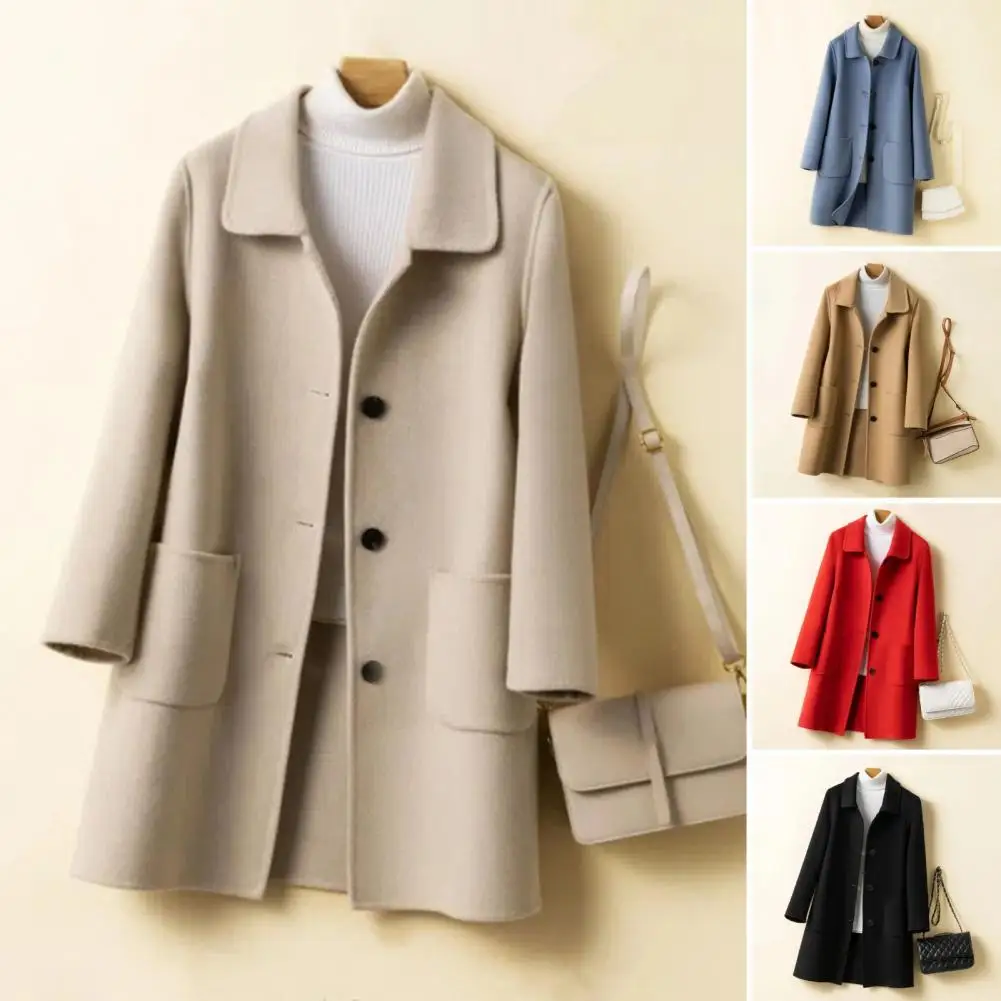 Осень-зима 2024 женские однотонные куртки полушерстяные пальто корейские