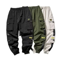new joggers cargo pants for men casual hip hop pocket male trousers sweatpants streetwear ribbons techwear pants