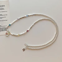 s925 sterling silver necklace love moonstone sweater chain niche brand classic crystal silver bead silver chain