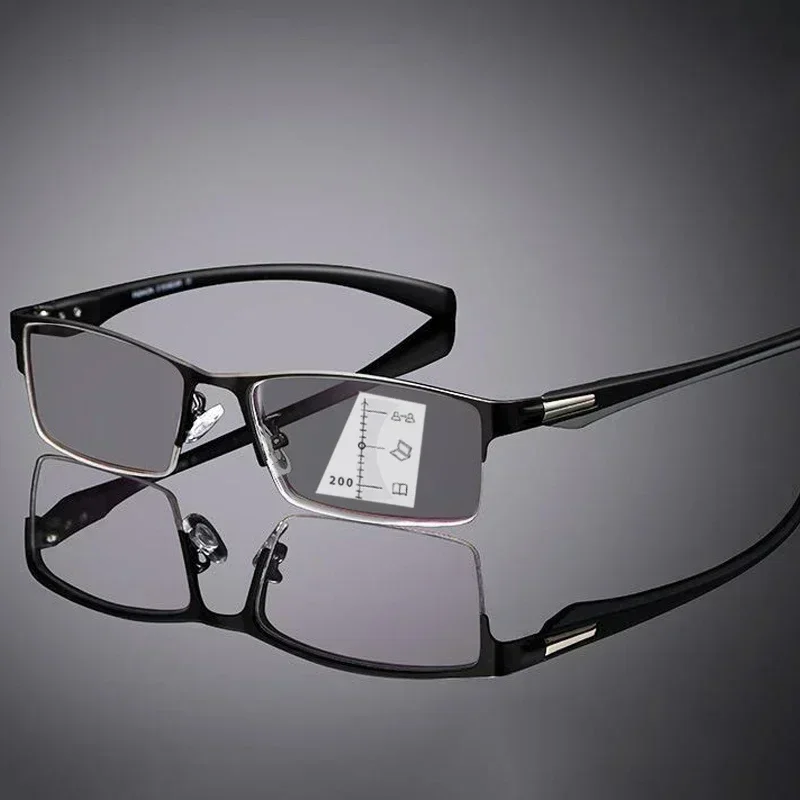 Мужские фотохромные очки для чтения в полуоправе новые модные мультифокальные