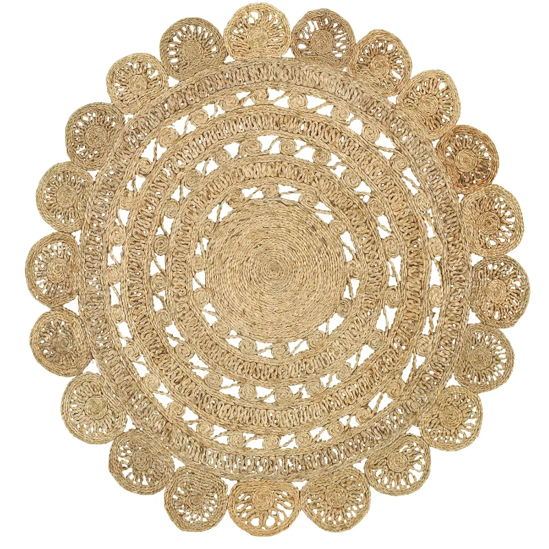 

Natural Jute Braided Round Indoor Area Rug (4' X 4') Small Rugs for Bedroom