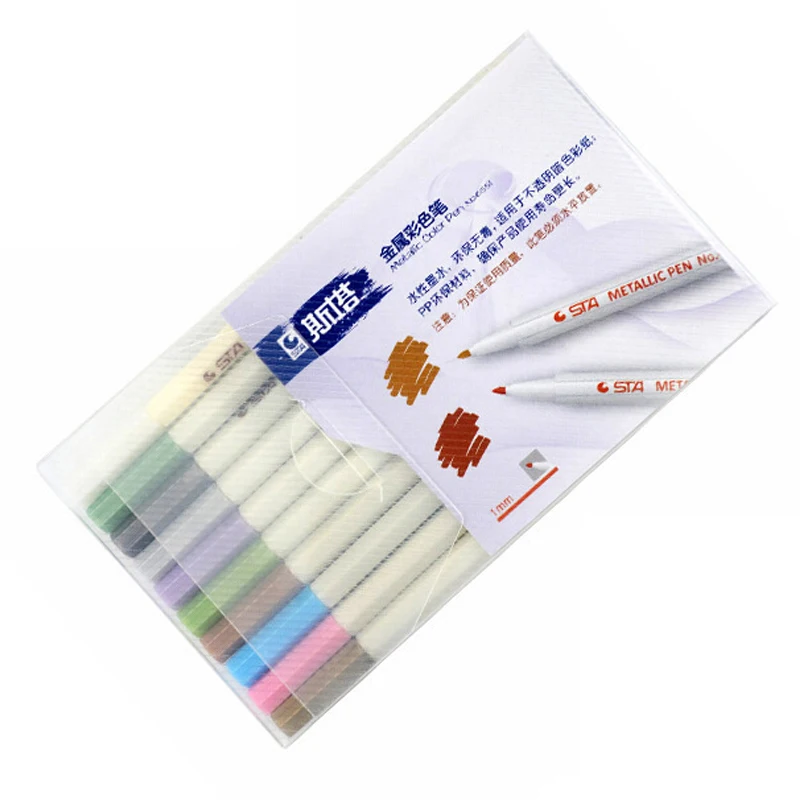 

10pcs Metal Bead Pen Color Hardhead 10 Colors Paint Pen Hand Tent Marker Decorative Graffiti Album Pen