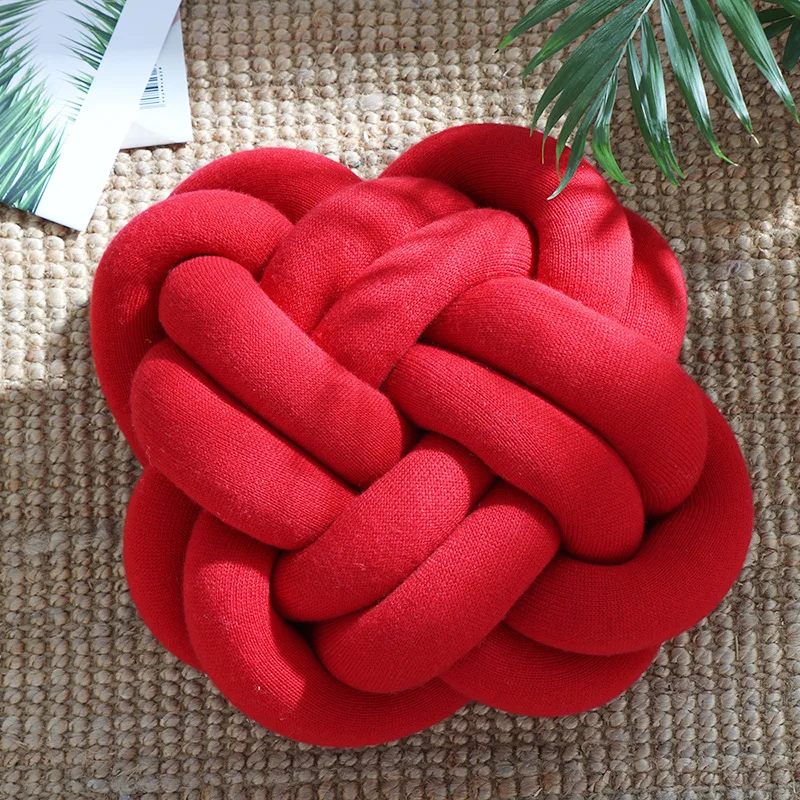 

Cotton DIY Hand Knot Back Cushions Cozy Car Lumbar Pillow Home Decorative Sofa Seat Cushion Soft Office Hand Rest Pillows
