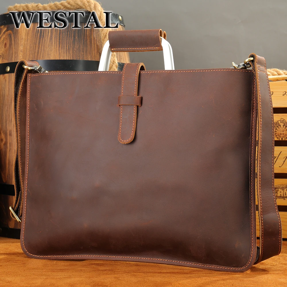

WESTAL High Quality Brand Men's Bag Crazy Horse Leather Crossbody Bags Men Shoulder Messenger Bag Retro Casual Handbag For Male
