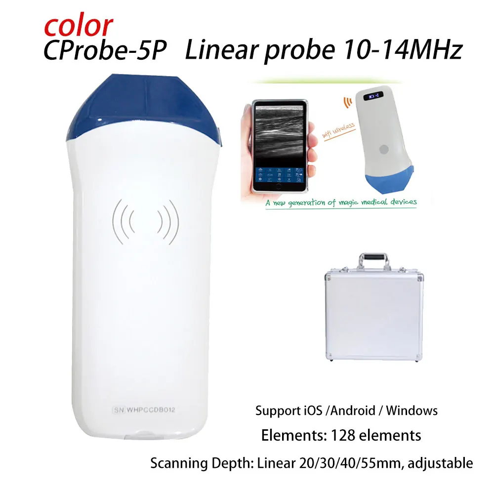 Беспроводной ультразвуковой сканер для лица с цветным зондом 10/14 МГц портативный