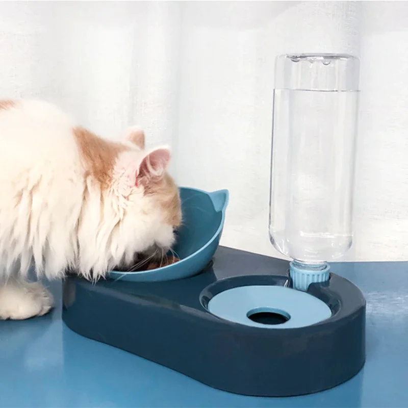 

For Cat Bowl 2-in-1 Water Dispenser Automatic Water Storage Pet Dog Cat Food Bowl Food Container with Waterer Pet Waterer Feeder