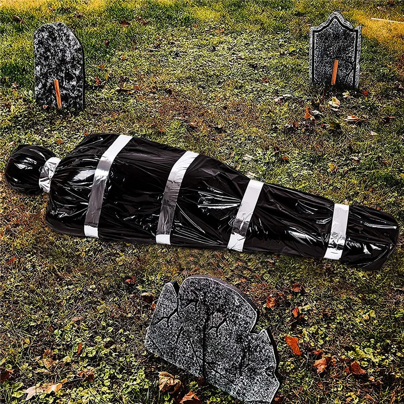 Scary Fake Corpse in Bag Dead Victim Props Halloween Party Decoraties Props Creepy Outdoor Indoor Haunted House Decoration Props