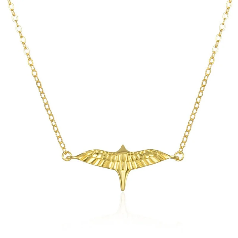 

Lefei Jewelry 925 Silver Fashion Trend Luxury Simple Creative Lovely Golden Fly Eagle Necklace For Women Wedding Charm Girl Gift