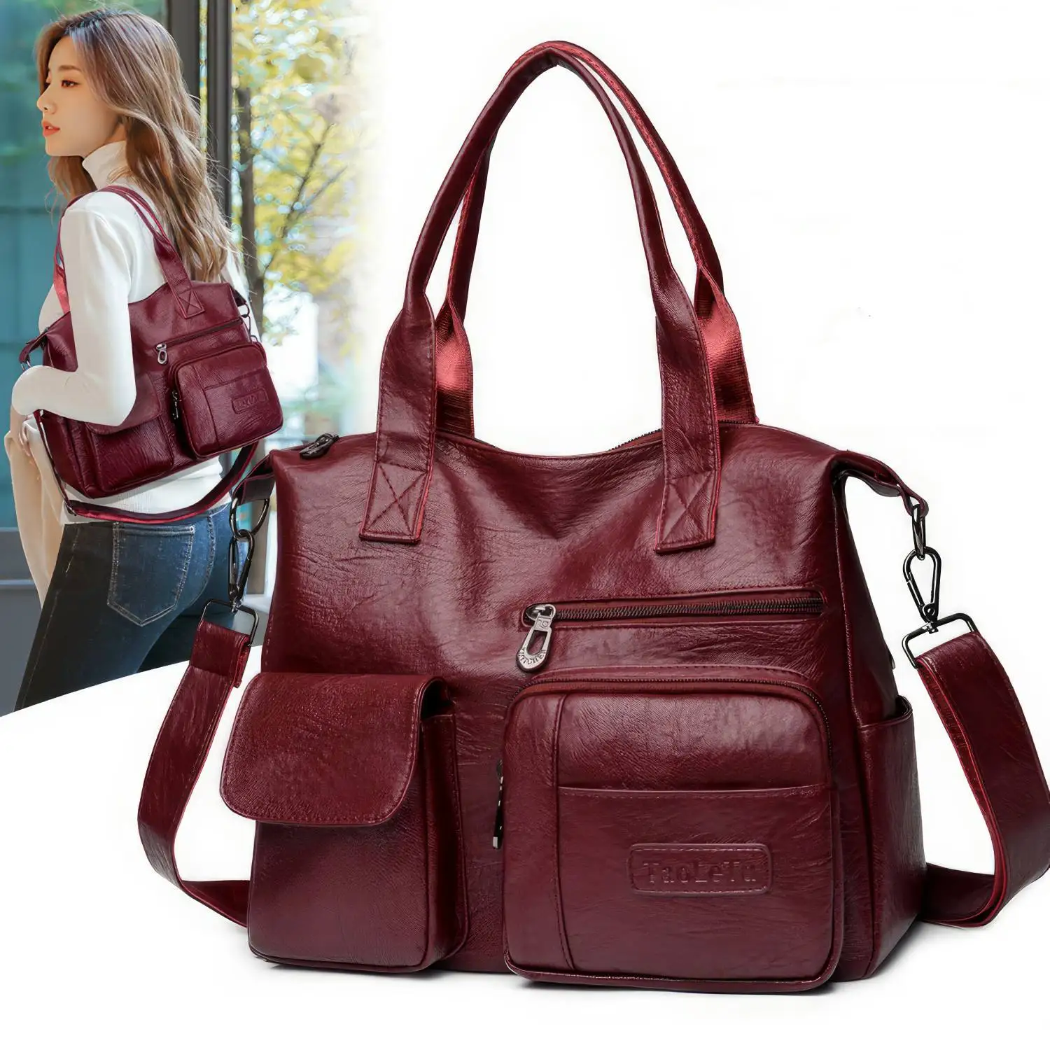 

PU Leather Luxury Designer Hand Bags For Women 2023 New Summer Soft Vintage Crossbody Shoulder Handbags for Work Casual Tote