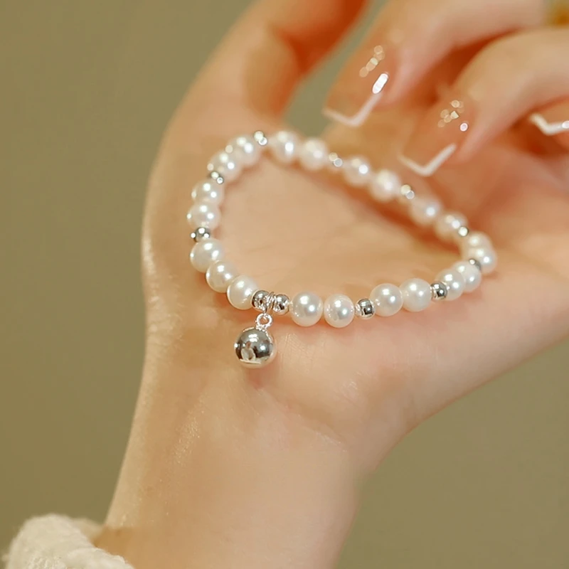 

Freshwater pearl bracelet female ins niche design retro light luxury exquisite high-end sterling silver beaded bracelet girls