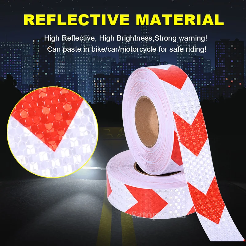 

Arrow Reflective Tape 2 Inch x 33 FT Red White Waterproof Caution Safety Reflector Stickers Conspicuity Hazard Car Warning Signs