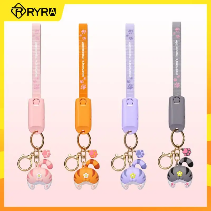

RYRA 3 In 1 Lanyard Charging Cable New Keychain Data Cable Portable Charging Wire Cute Cat Phone TypeC Micro USB Data Line
