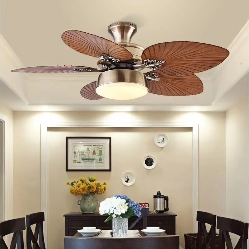 

42 and 52 Inch Ceiling Fan with LED Light and Control Tri-Color Change Silent Copper Motor Wind Speeds Adjustable