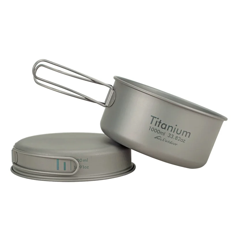 

Ultralight Titanium Pan Outdoor Cookware Camping Pot Folding Tableware Enhancing The Body Resistance Camping Cookware Titanium