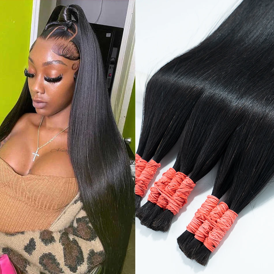 Без утка 100% волосы Cabelo Humano Mega оригинальные Remy Bulk для плетения волос натуральные