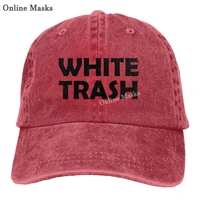 white trash baseball cap cotton adjustable unisex jeans low profile washed vintage uv protection sun dad hat for men women