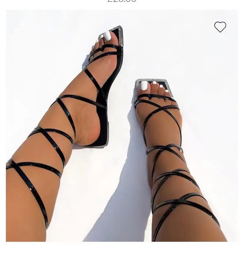 

NAUSK 2021 NEW Summer Women's Shoes Fashion Open Toe Flat Sandals Sexy Solid Color Lace Up Women's Shoes Plus Size 42