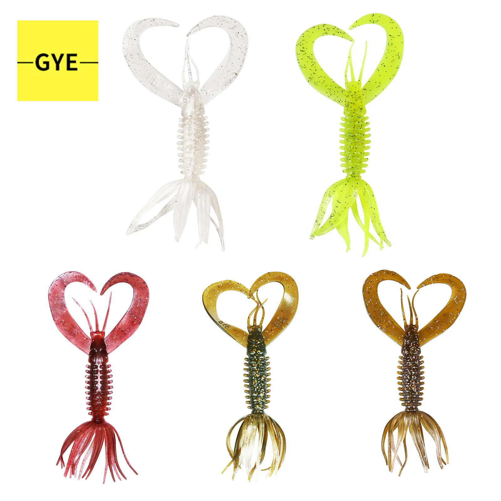 

GYE Floating Soft Plastic Shrimp Lure, 7 Pcs Artificial Craw Bait Scented for Texas Rig Carolina Rig Ned Rig Bass Trout Fishing