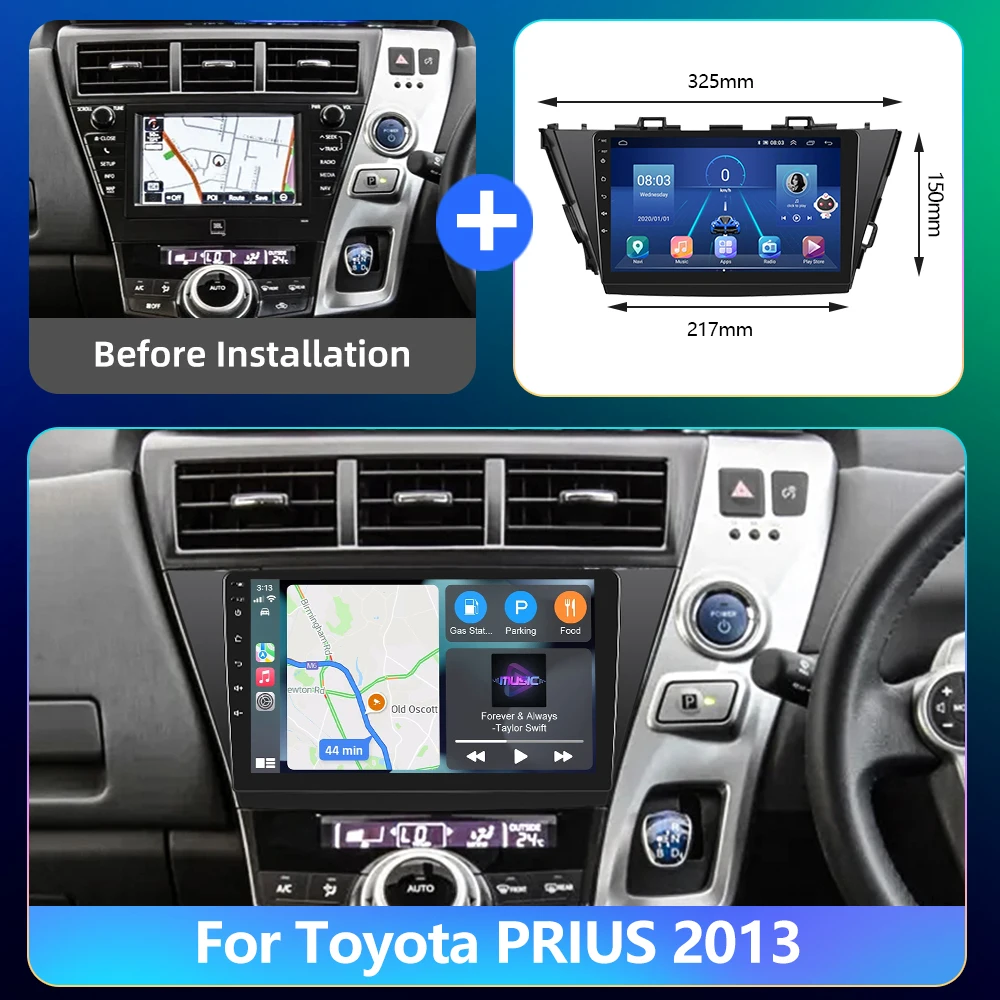 Podofo For Toyota PRIUS 2013 Car Radio Multimedia Video Player Navigation stereo GPS Android No 2din 2 din dvd images - 6