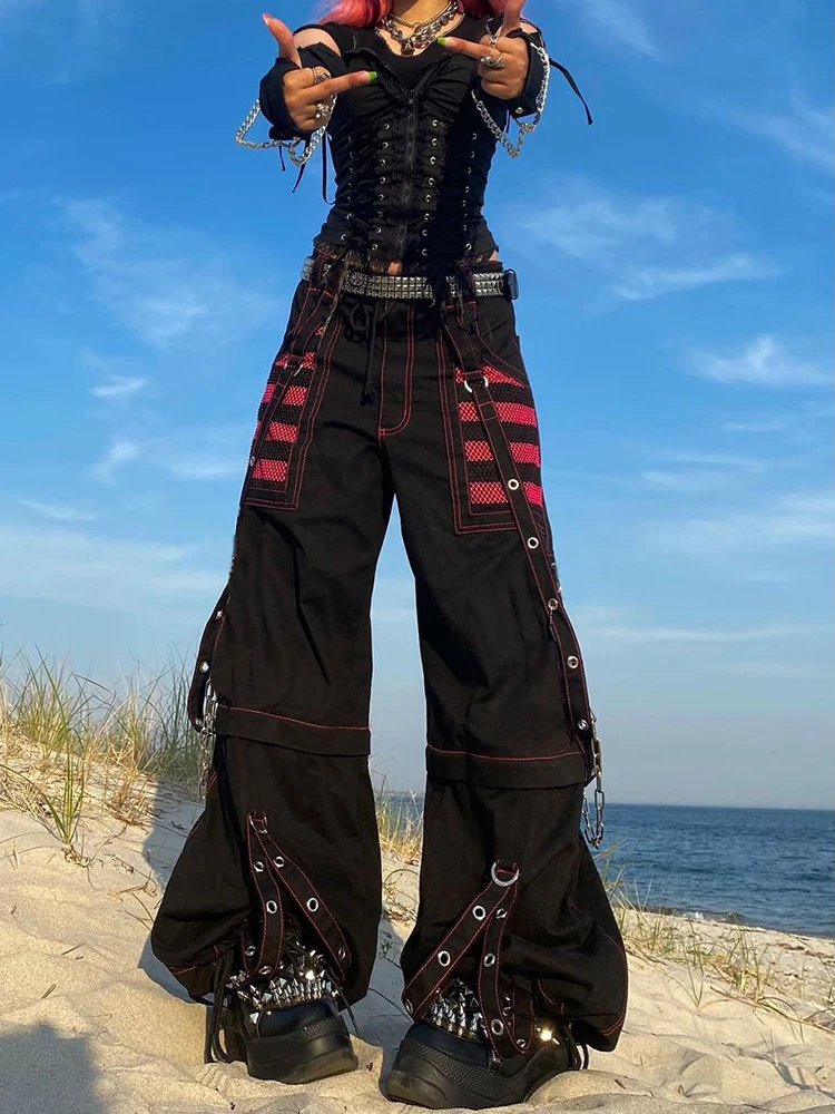 

Gothic Y2K Chic Cargo Baggy Pants Dark Academia High Waist Punk Clothes Harajuku Streetwear Patchwork Trousers