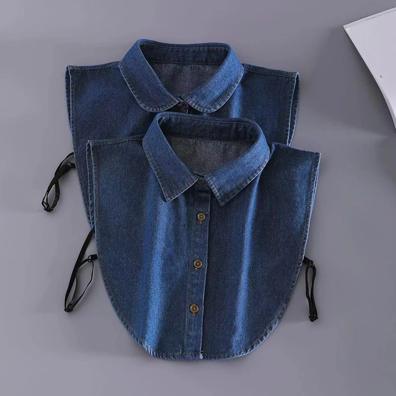 

Women Fake Collar Blue Lapel Half Shirt Style Blouse Detachable Collar Unisex Mens Removable Sweater Adjustable False Collar
