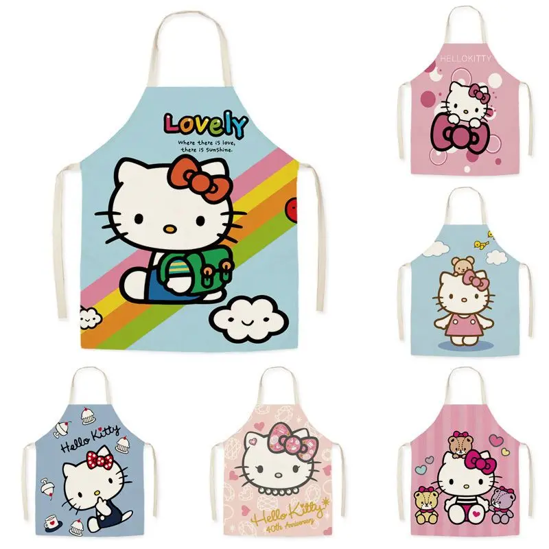 Sanrio новый фартук без рукавов Hello Kitty милый мультяшный кавайный тканевый домашний