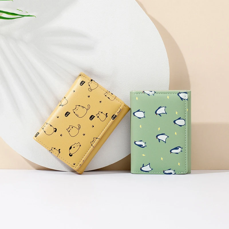 Cat Wallets for Women Fashion Cute Cartoons Luxury Women's Small Wallet Leather Short Card Hold Package Female Wallet Coin Purse