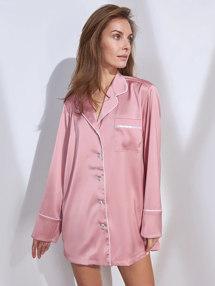 

Пижама женская с отложным воротником и длинным рукавом, свободного покроя