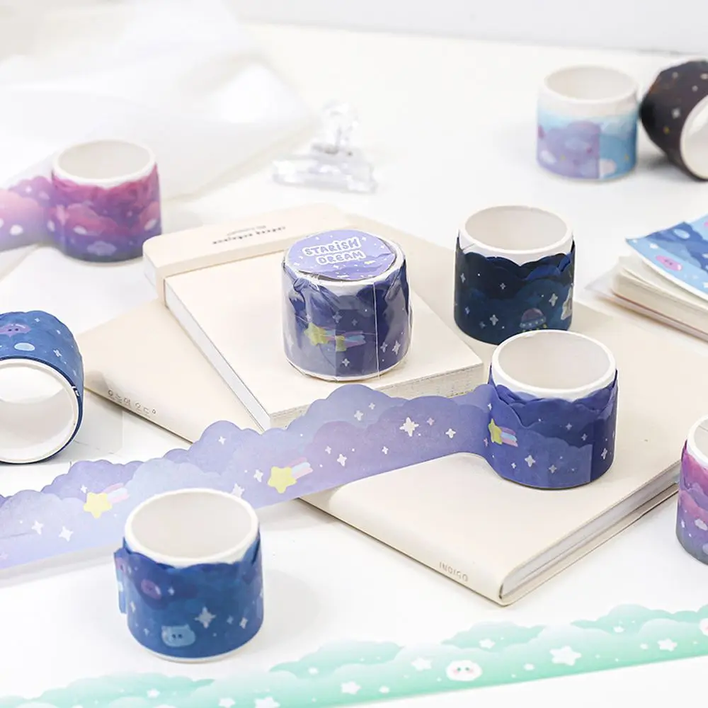

Starry Sky Cloud Shaped Masking Tape Kawaii Landscape Scrapbooking DIY Decor Journal Korean Stationery Decorative Tape