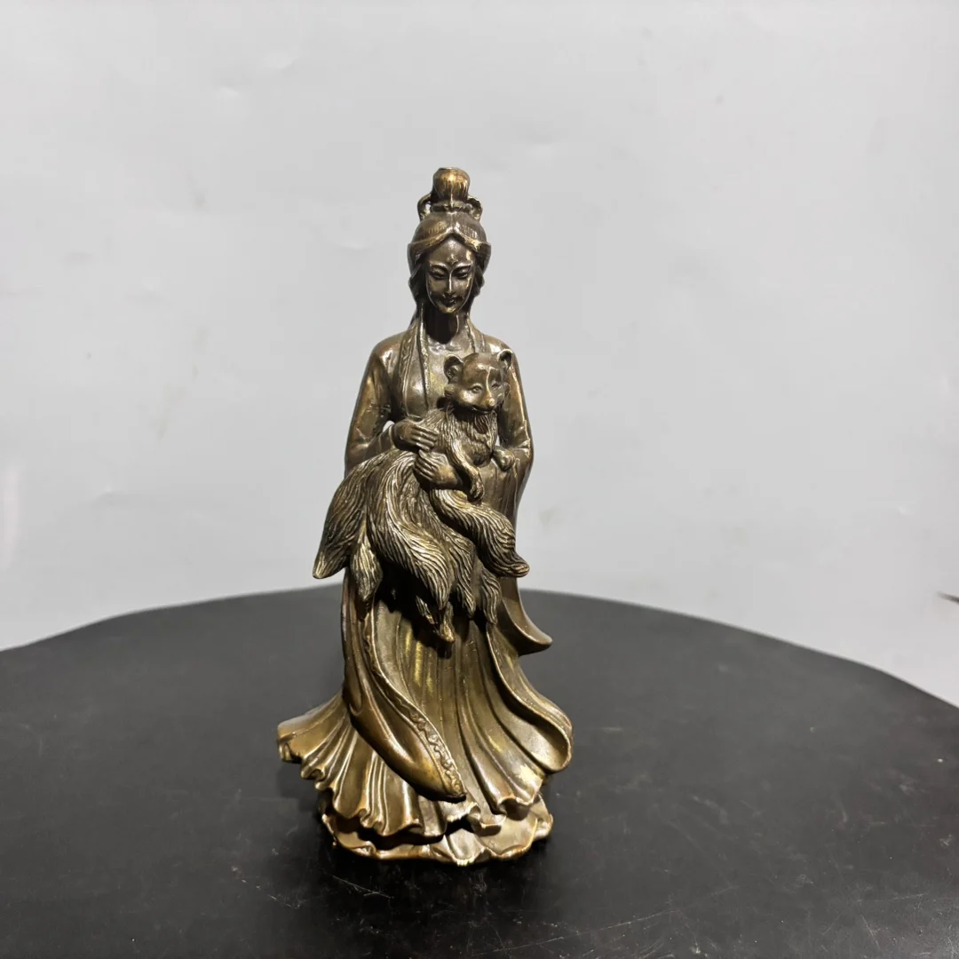 Медная статуя античная Чистая латунь девять хвостов лиса фея девичья украшения