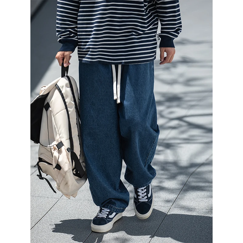 HANLU 2022 Autumn Winter Trend Loose Oversized Denim Pants Japanese Style Streetwear Baggy Jeans For Men Y2k Clothes