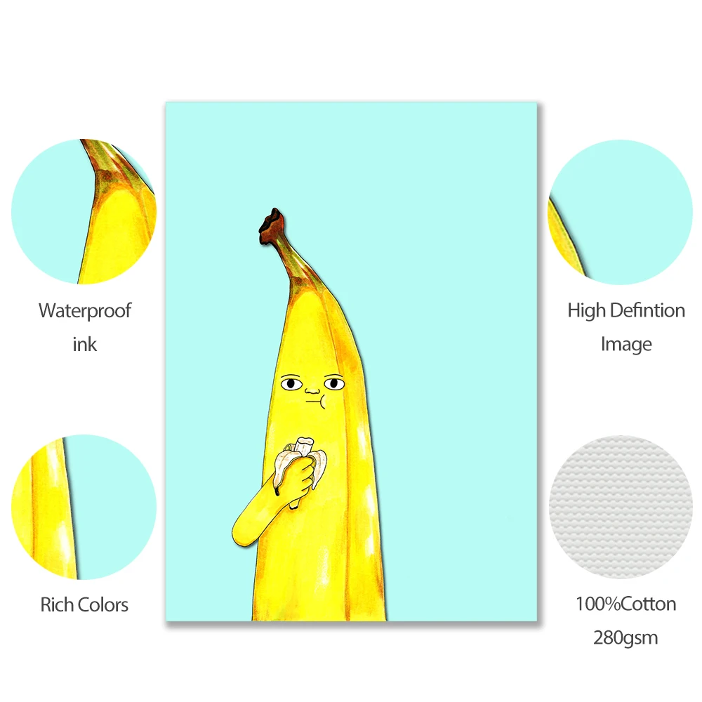 Баннабализм художественный постер печать Смешные Милые бананы ест банан