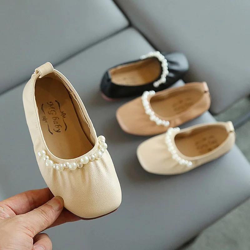 

Girls Pearls Slip on Princess Shoes Ballet Flats Baby Dance Party Girls Shoes Bling Children Shoes 1-12 years Kids Boat Shoes